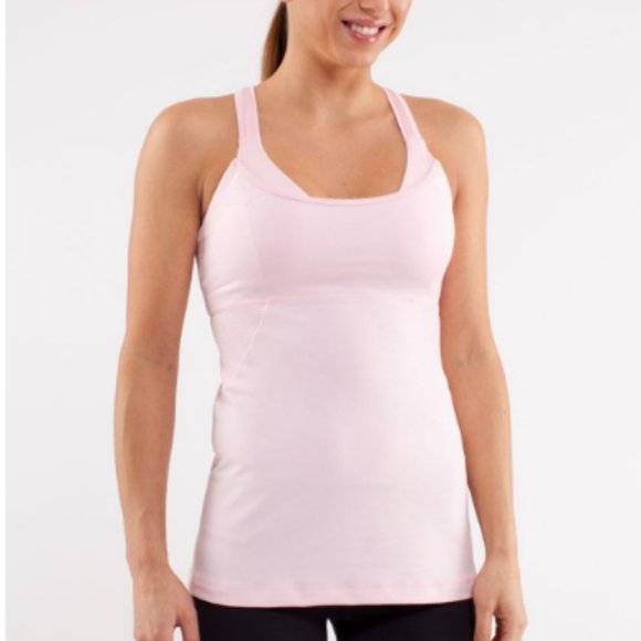 lululemon athletica Tops - Lululemon Cross My Heart Tank Heathered P w/adjustable bra and reflective straps